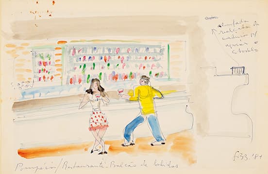 〈SESCポンペイア〉内のバーのスケッチ。