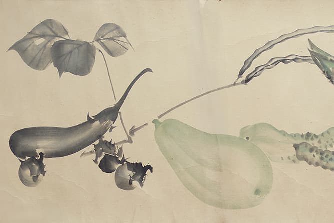 《蔬菜図巻》（部分）呉春、江戸・18世紀。泉屋博古館所蔵。※展示期間中、巻き替えあり。