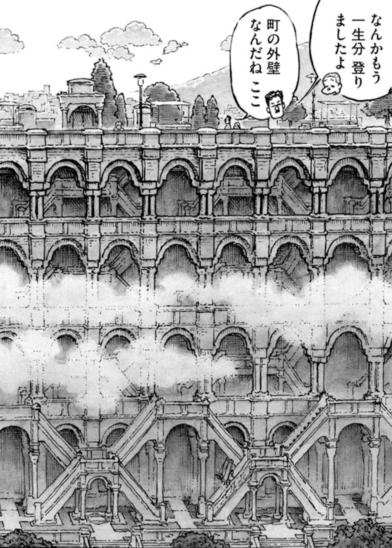 数えきれない段が描かれた、迷宮のごとき「乙な階段」。(c) 山口晃／講談社