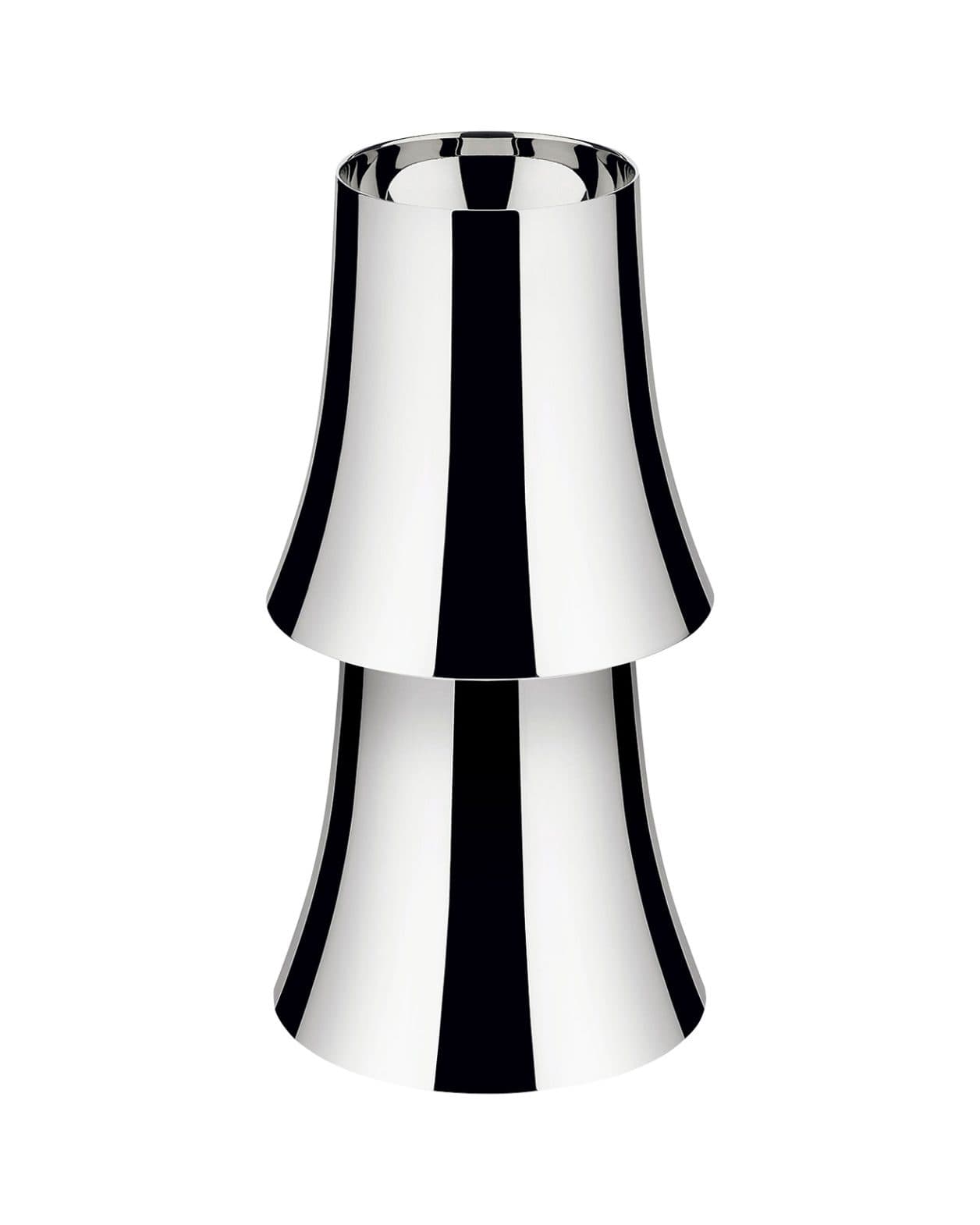 銀の輝きに光を宿す。アナスタシアデスの彫刻的なテーブルランプ。