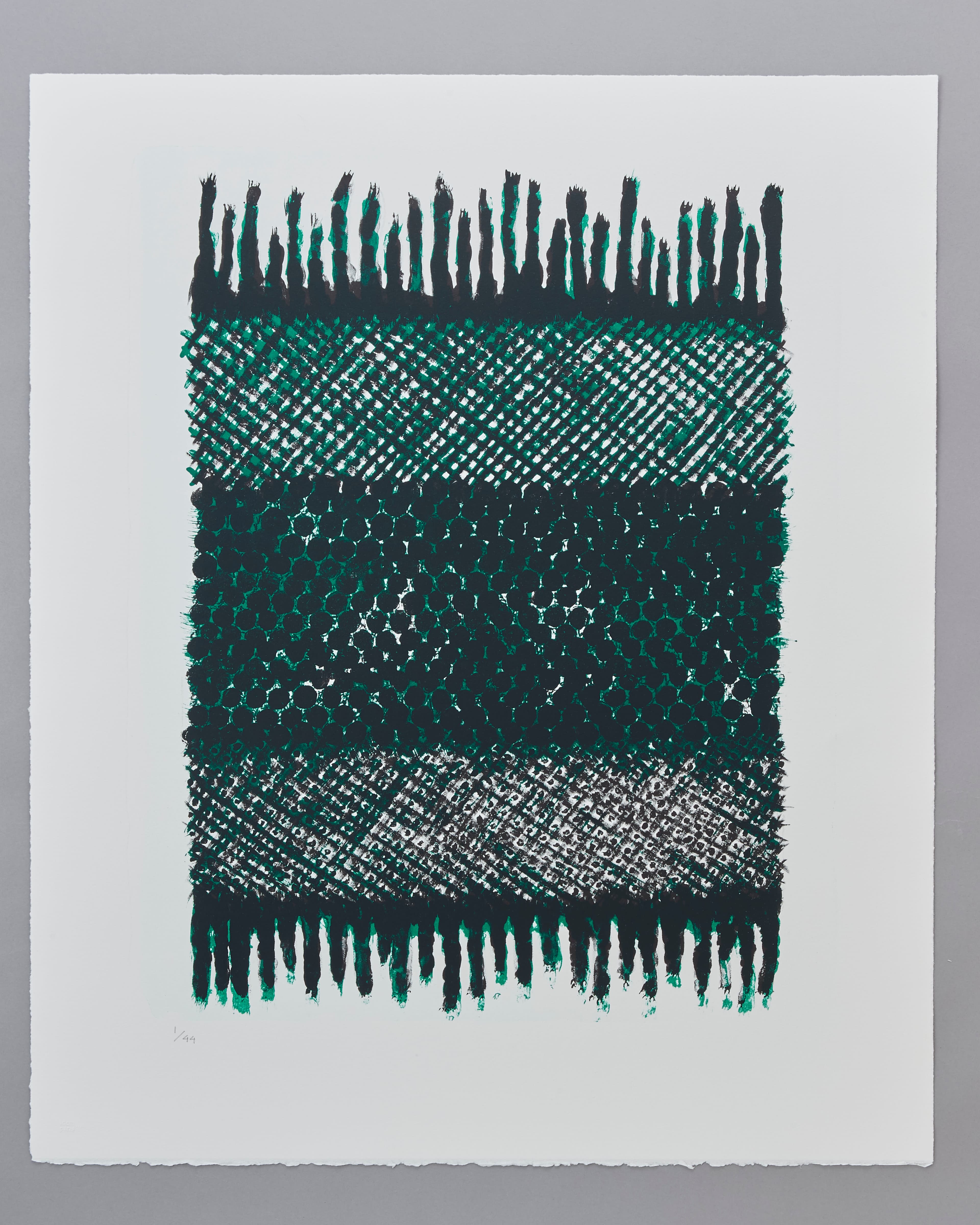 リトグラフ作品《Knitting the Summer Days》。