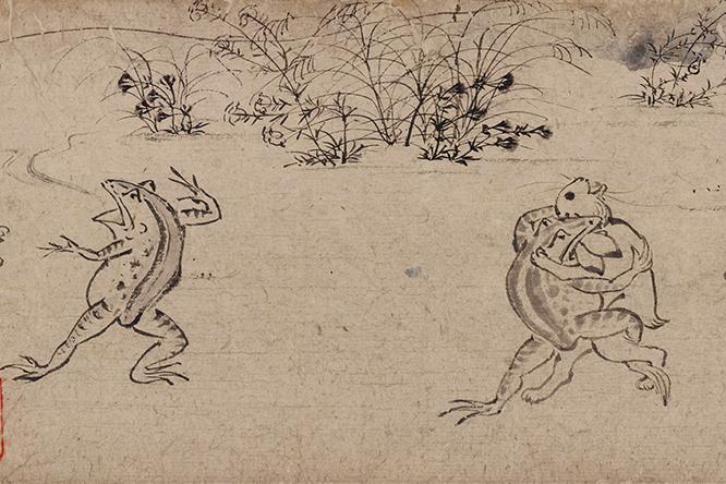 《鳥獣戯画 甲巻》平安時代、12世紀。高山寺所蔵。